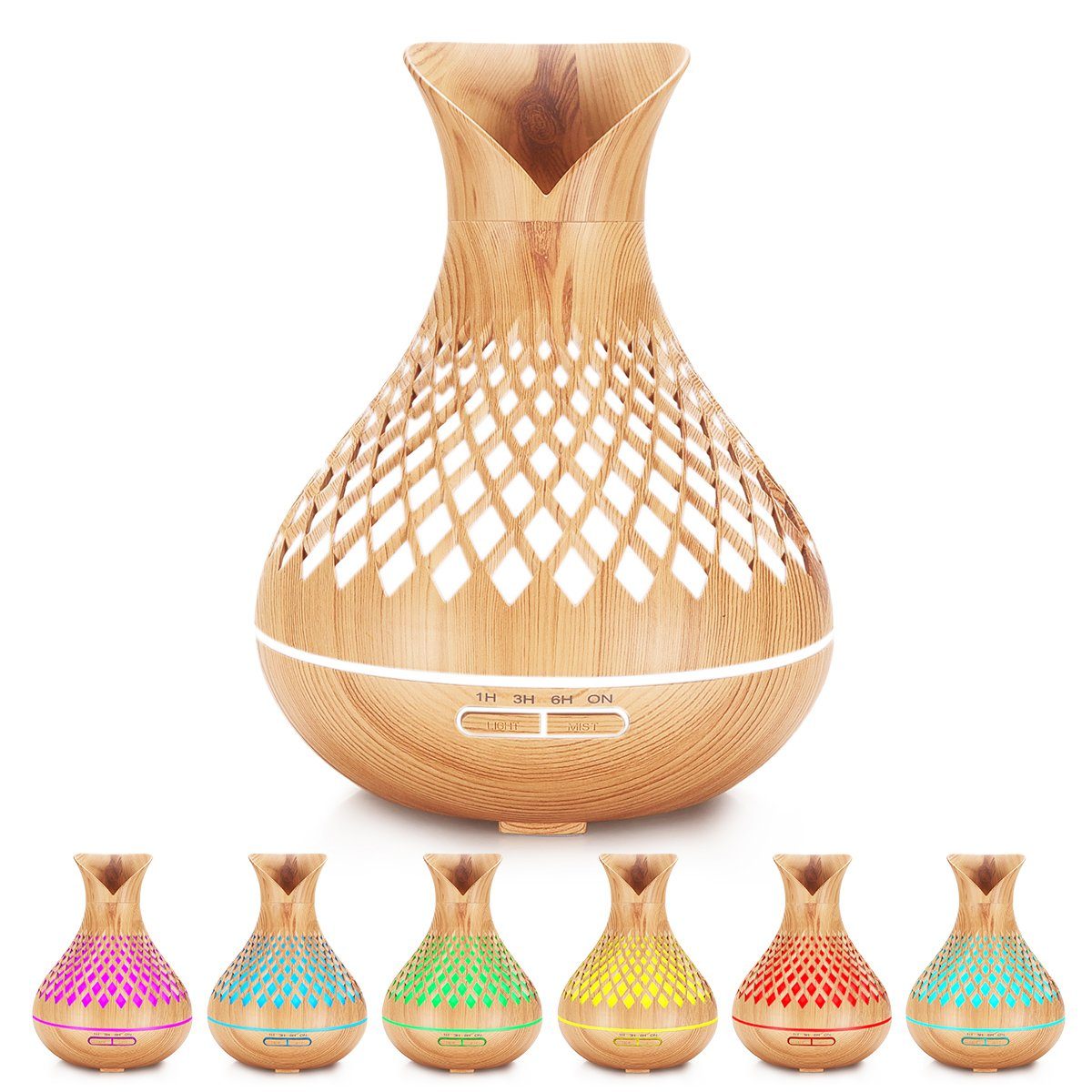 7Magic Luftbefeuchter Aroma Diffuser Luftbefeuchter, mit Timer, LED Farbwechsel 7 Farben, 0.5 l Wassertank, Ultraschall Aromatherapie Diffusor für Büro,Yoga,Spa,Schlafzimmer
