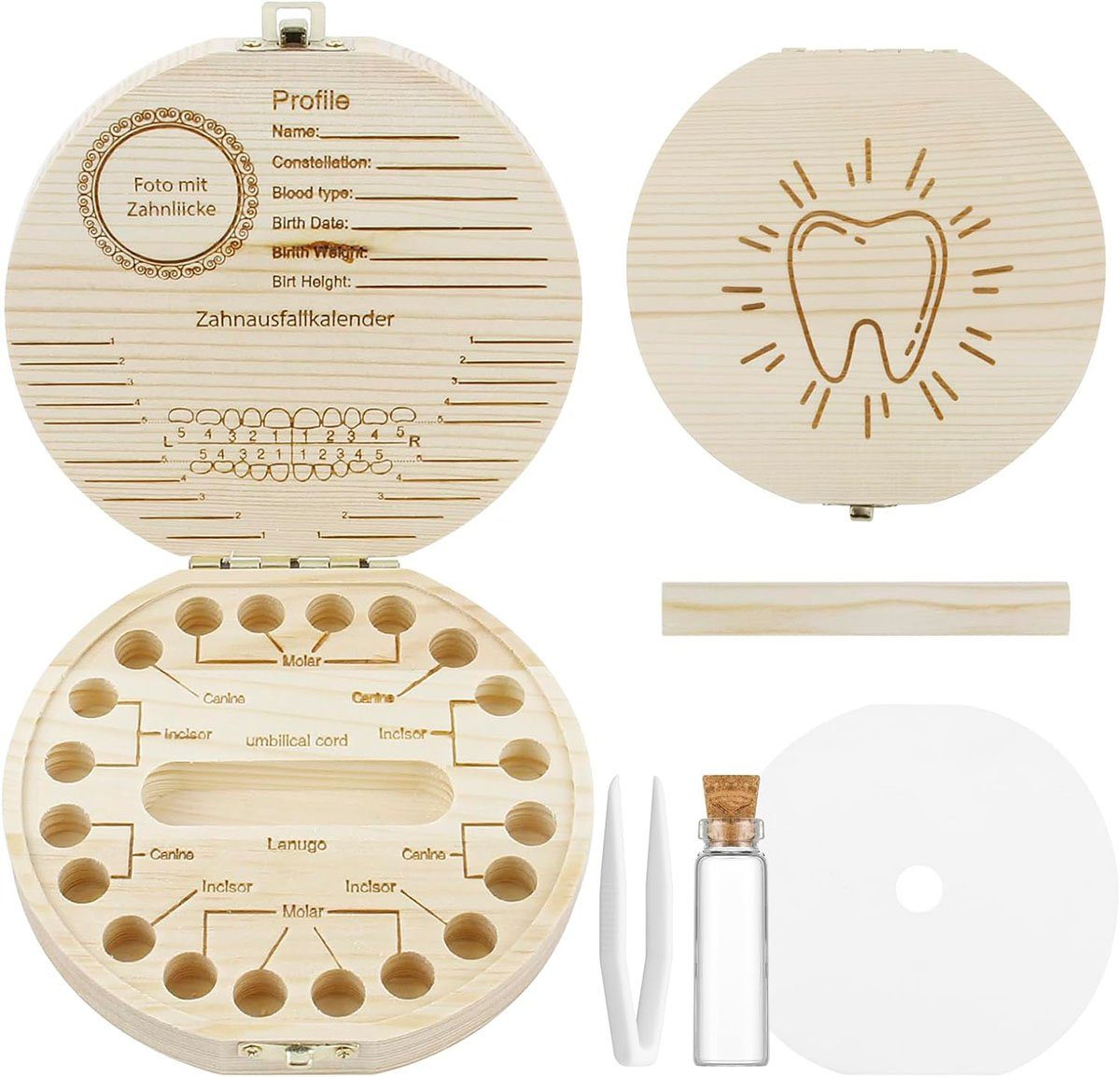 CTGtree Zahndose Milchzahndose aus Holz Zahnschachtel Geschenk für Kinder