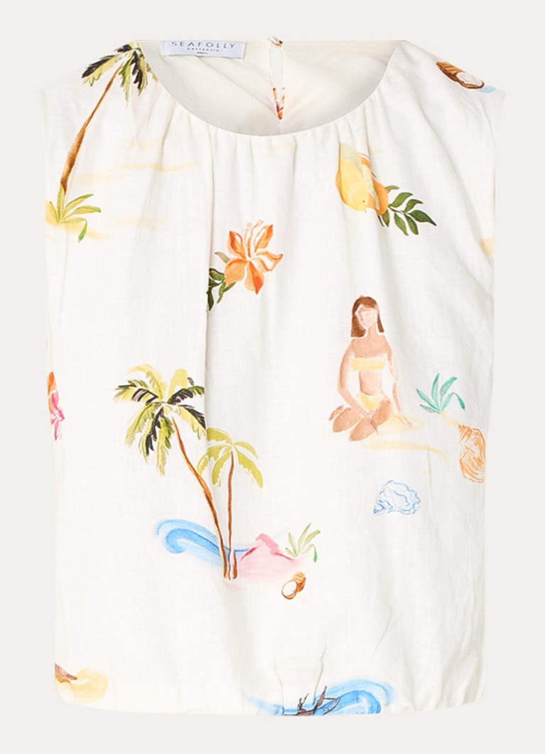 Bluzka Seafolly Isla Palm z mieszanki lnu.