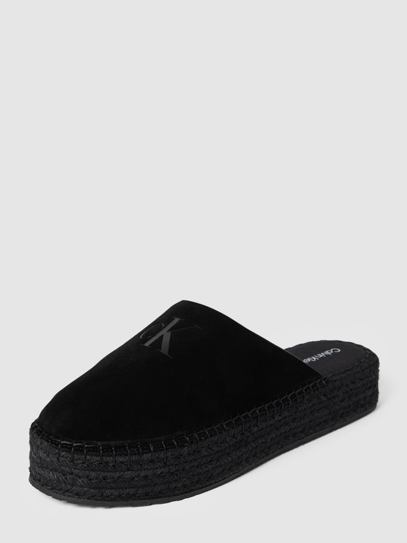 Mules aus Leder mit Plateausohle Modell 'ROPE' in black