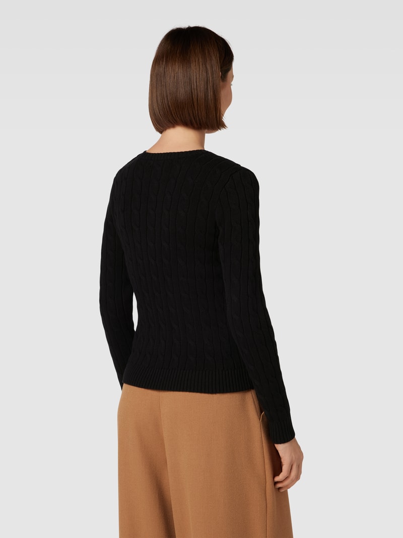 Strickpullover mit Zopfmuster in black