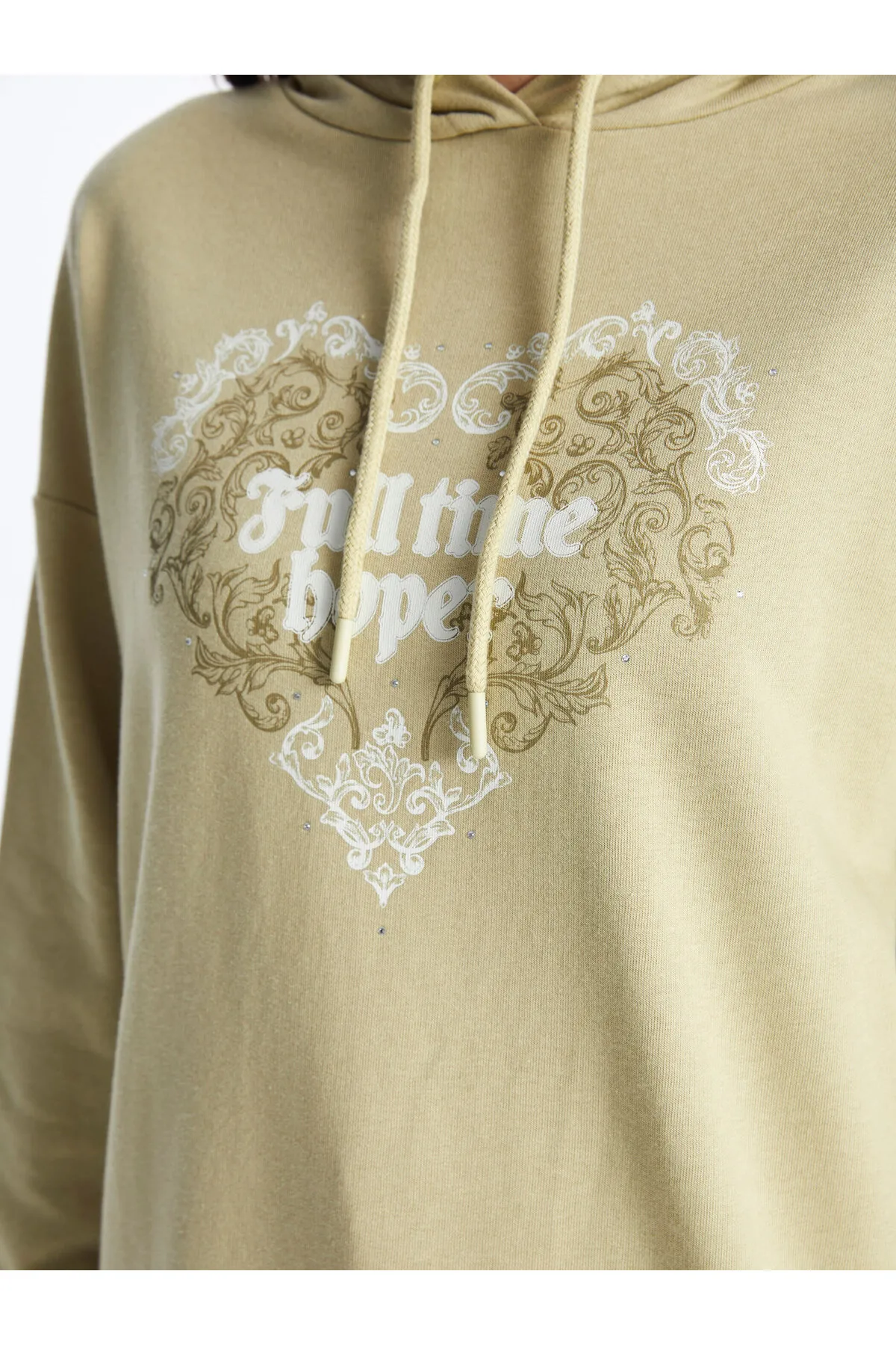 LC Waikiki  Bedruckte Langarm-Sweatshirt-Tunika für Damen mit Kapuze