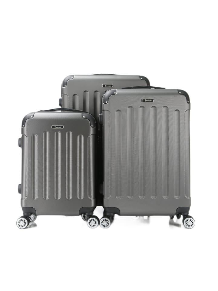 COFI 1453 Reisekoffer Koffer 3 tlg Hartschale Trolley Set in Grau günstig kaufen onesize