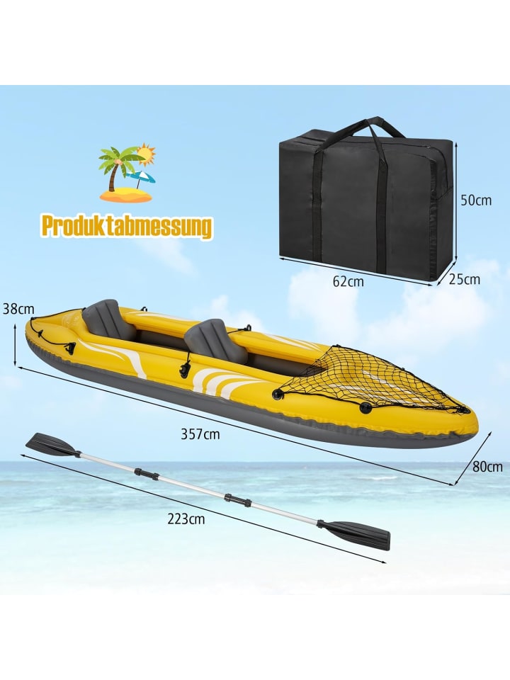 COSTWAY Aufblasbares Kajak für 2 Personen in Gelb günstig kaufen 80 x 37 cm