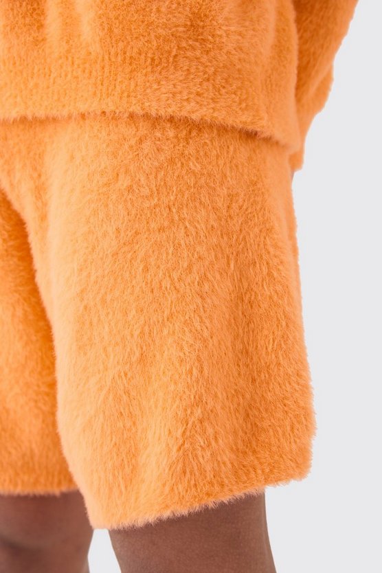 Lockere flauschige Shorts in Orange