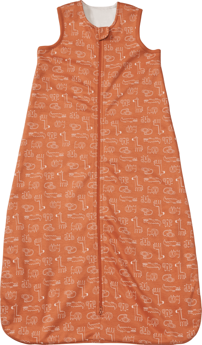 Schlafsack 1 TOG, mit Tier-Muster, orange, 90 cm, 1 St