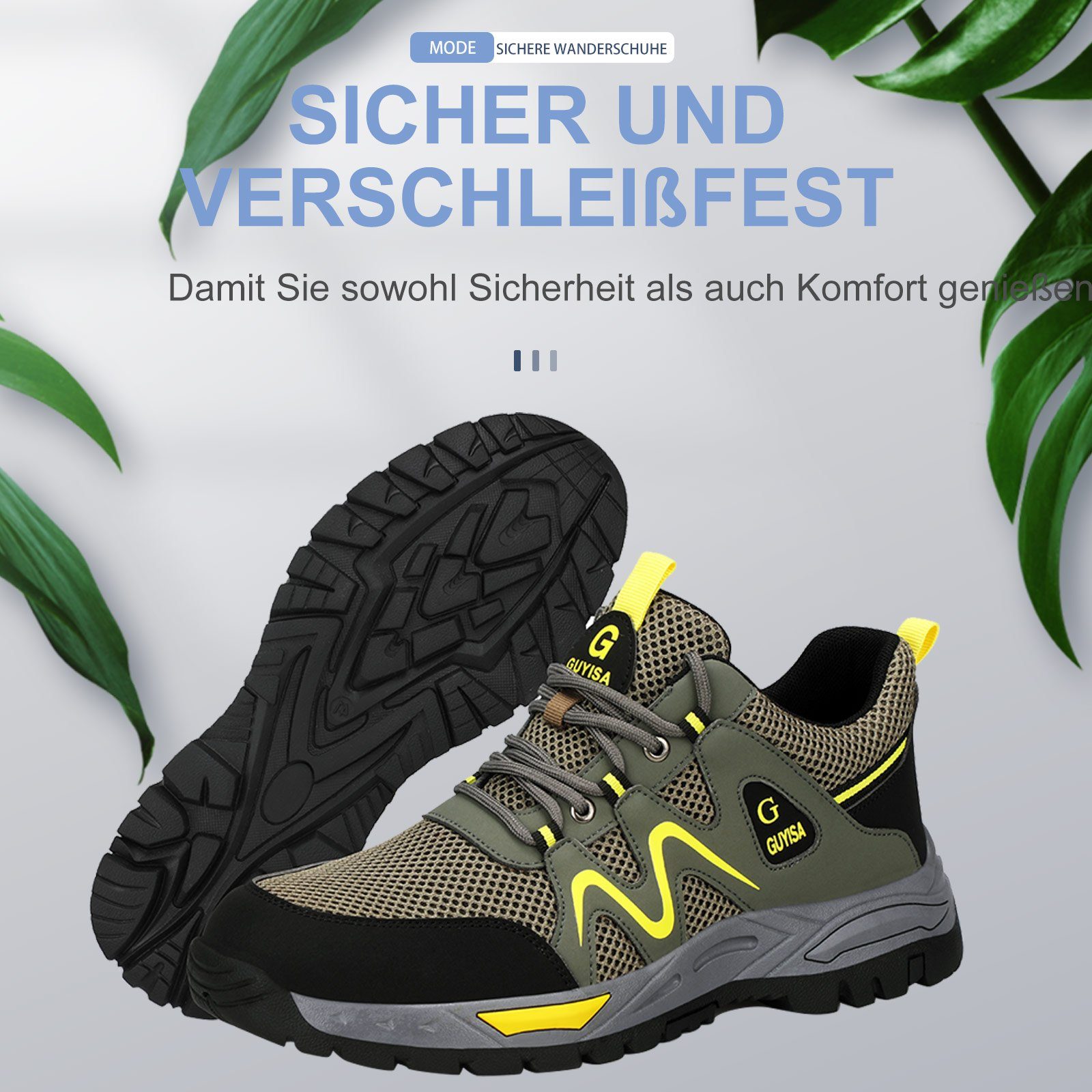 TOPMELON Herren Arbeitsschuhe Stahlkappe Sneaker Leichte Sicherheitsschuh