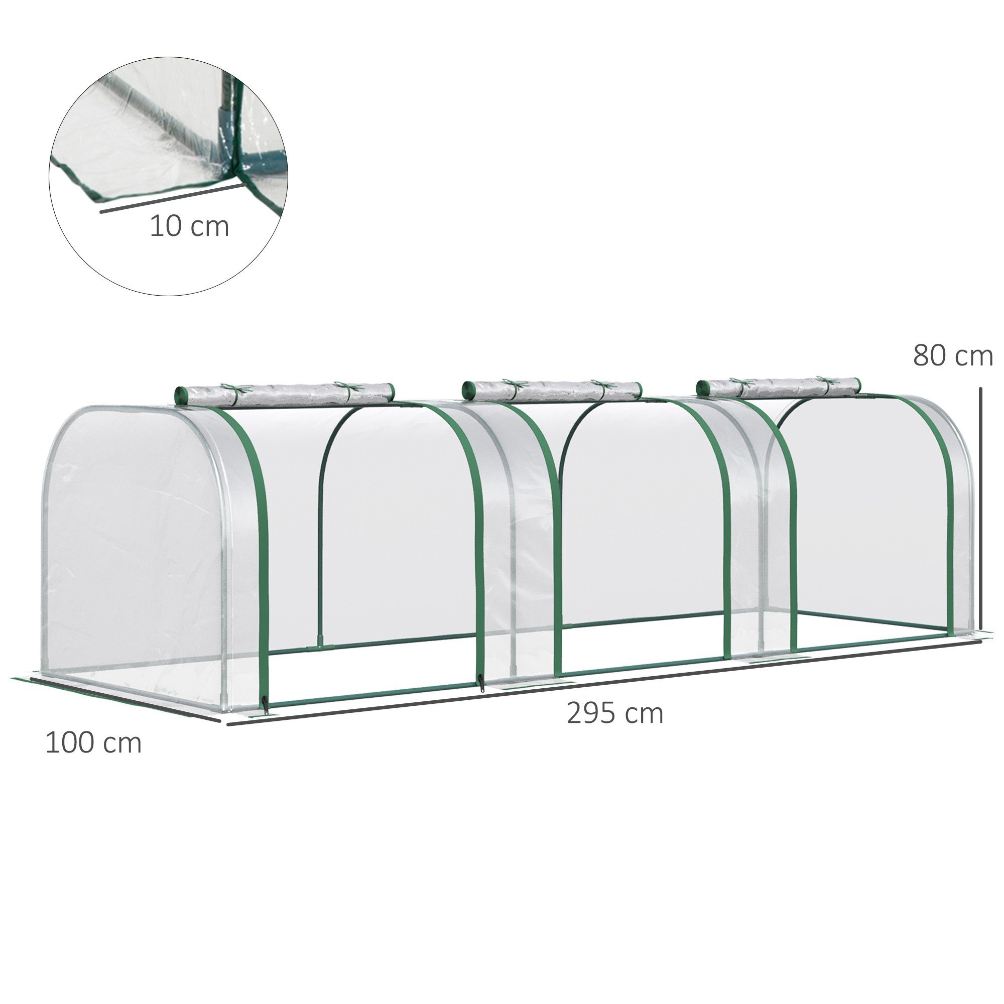 Outsunny Foliengewächshaus, BxTxH: 100 x 350 x 80 cm, 0 mm Wandstärke, Set, Gewächshaus, Treibhaus mit Tür