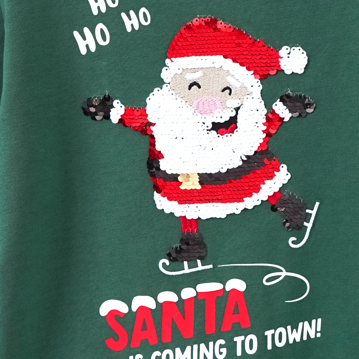 Jungen Weihnachtslangarmshirt mit Pailletten dunkelgrün