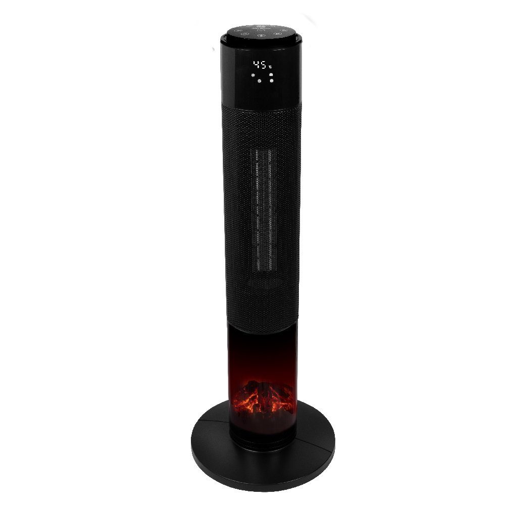 TroniTechnik Heizstrahler Turmheizer,Keramikelement,Heizgerät,Oszillation simulierten Flammen, 1000 W, zwei Heizstufen, Überhitzungsschutz und Abschaltautomatik, Thermostat