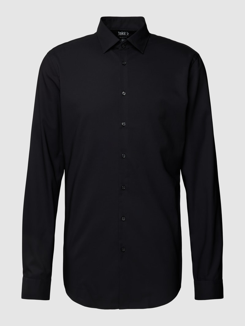 Slim Fit Business-Hemd mit Kentkragen in schwarz