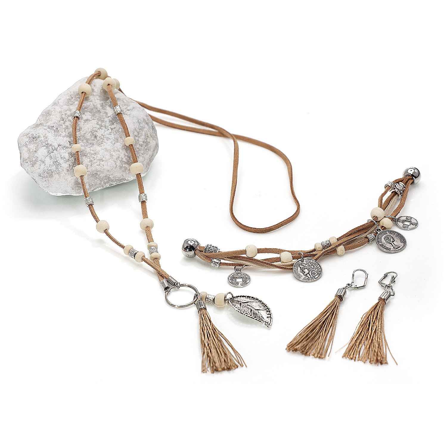 Holzperlen-Mix, natur, 6–8 mm Ø, 50 g