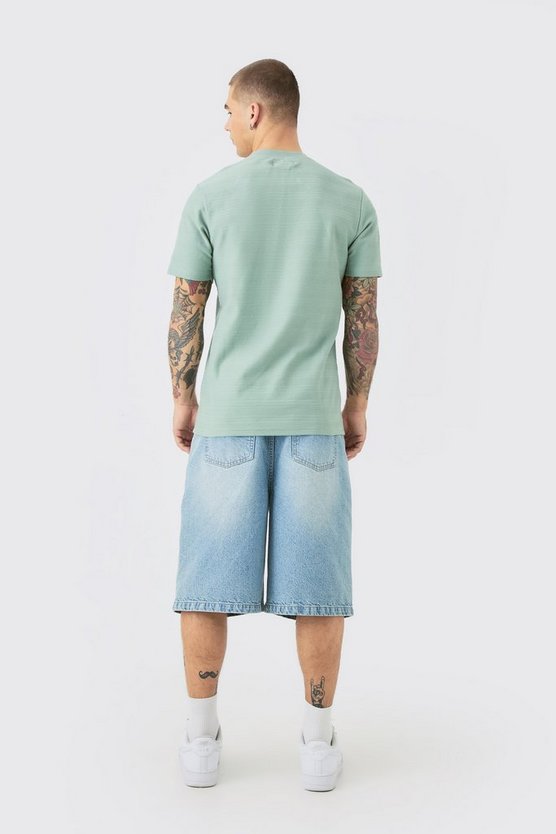 Gestreiftes Slim-Fit Jacquard T-Shirt