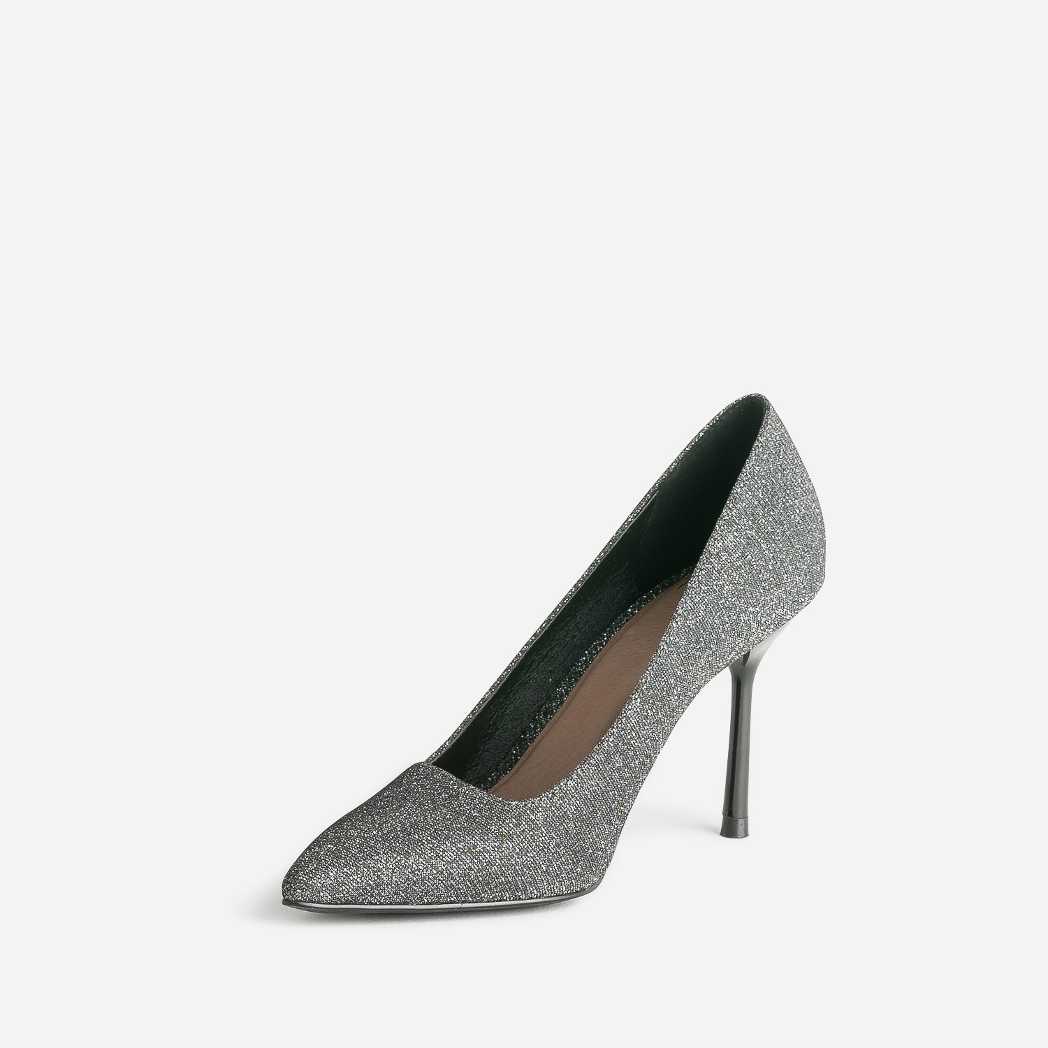 Escarpin TEXTO gris pailleté avec découpe biais