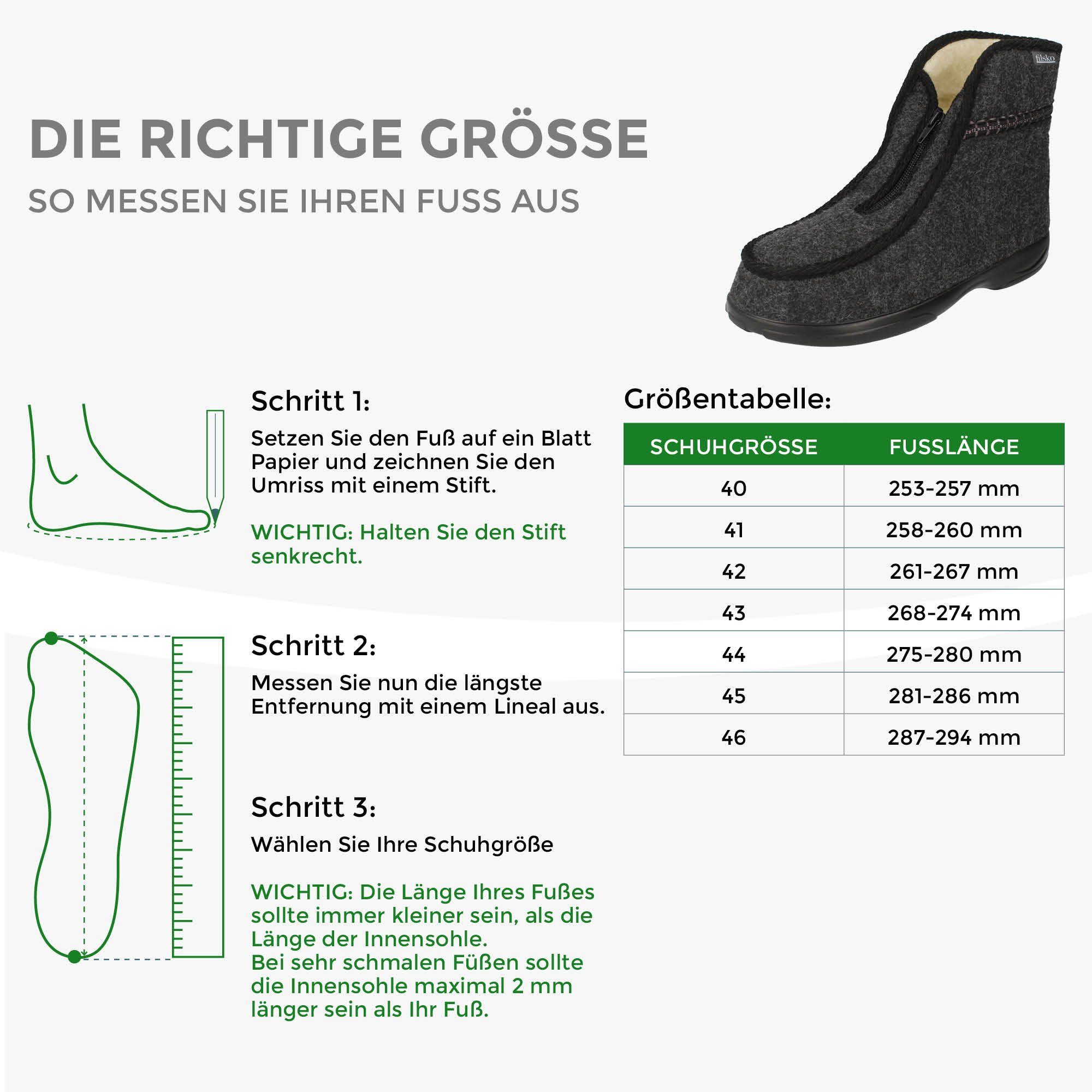 filsko Norrland Herren Winter Hausschuhe Hausschuh HüttenSchuhe aus Filz, aus Filz, mit Schafwolle gefüttert