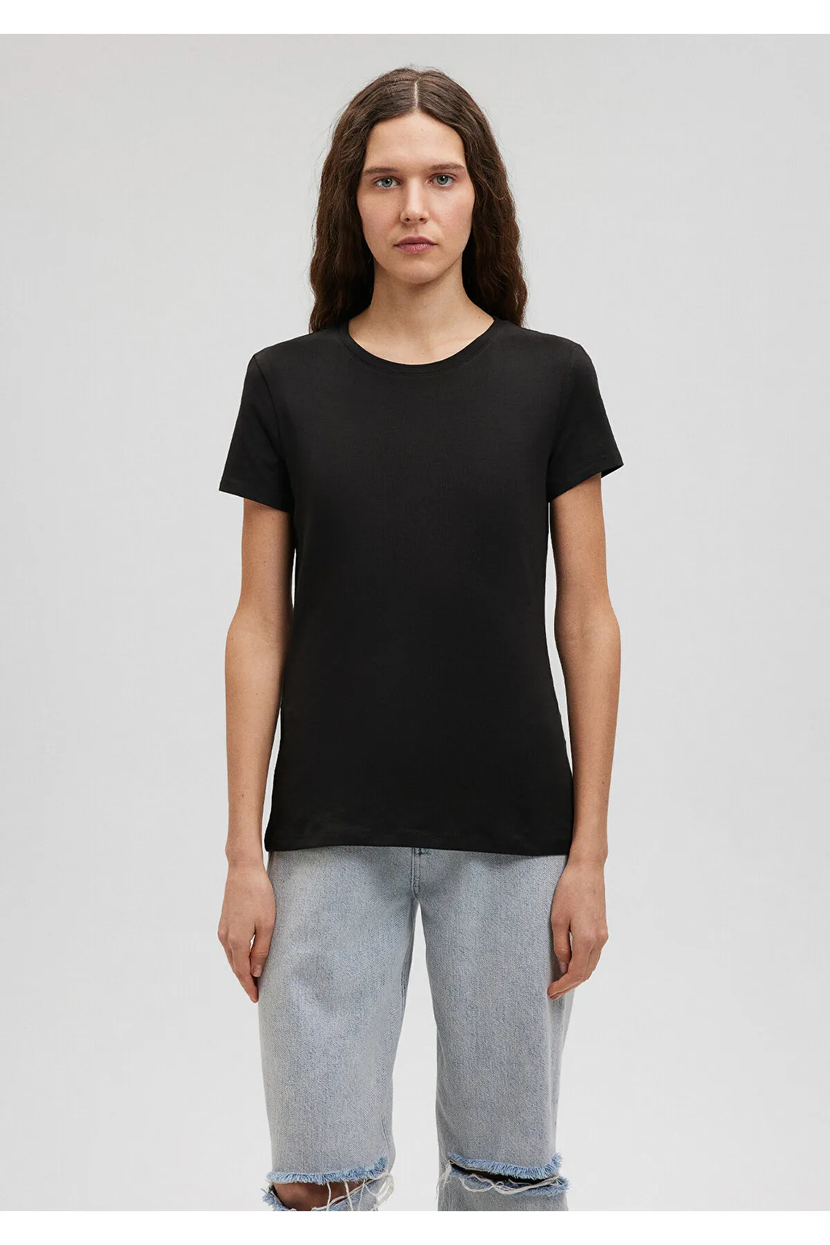 Mavi  Schwarzes Stretch-Basic-T-Shirt - Taillierter Schnitt162767-900
