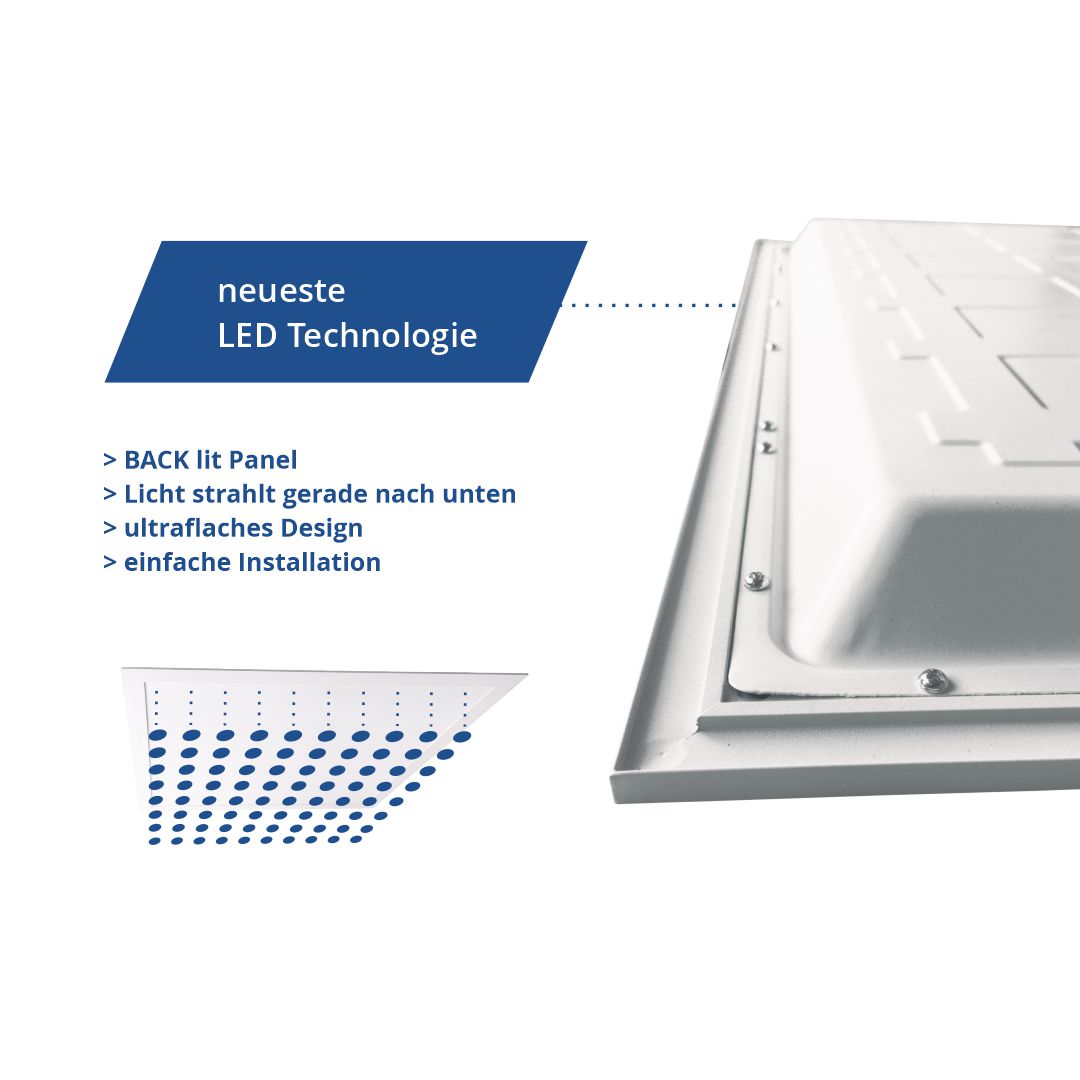 LUXULA 6er Pack LED-Panel mit Farbtemperaturwechsel CCT, 62x62 cm, Back-lit, 36W