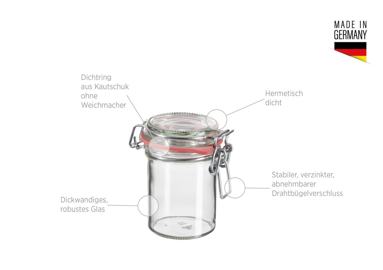 Mäser Serie Gothika, Einmachglas 212 ml, 6er Set