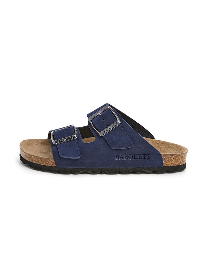 SABOKETS Leder-Pantoletten in Blau günstig kaufen