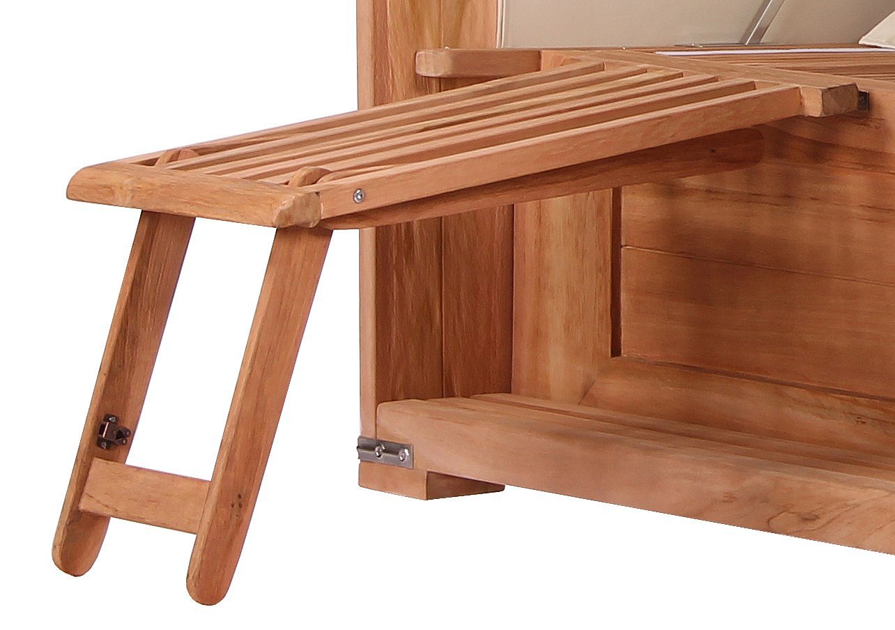 bene living Strandkorb Königssee 2,5-Sitzer Teak - PE shell - Modell 513, BxTxH: 142x95x170 cm, Volllieger ca. 175 Grad, Ostsee-Strandkorb, inkl. Liftersystem und Bullaugen