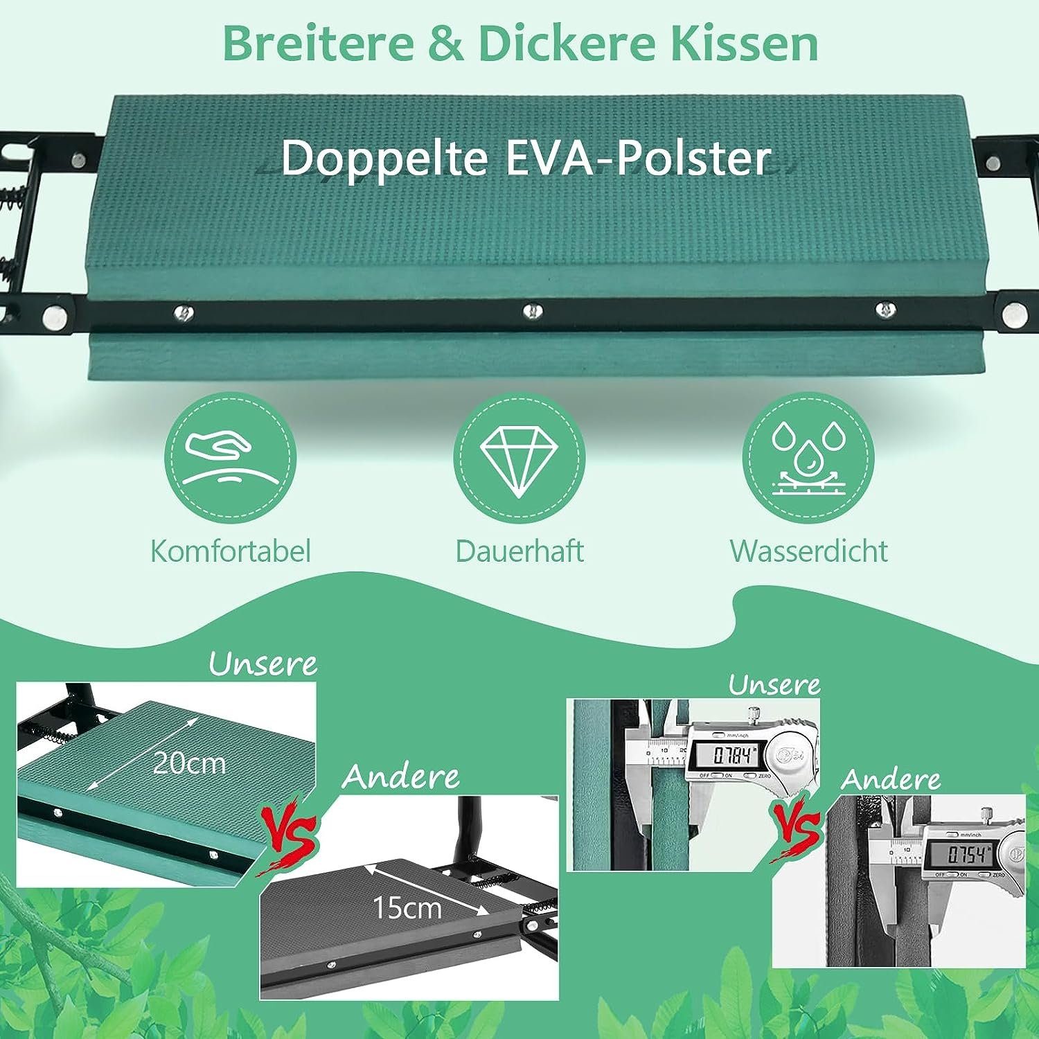 KOMFOTTEU Arbeitshocker Gartenhocker (2 St), klappbar, bis 150kg, mit 1 Werkzeugtaschen