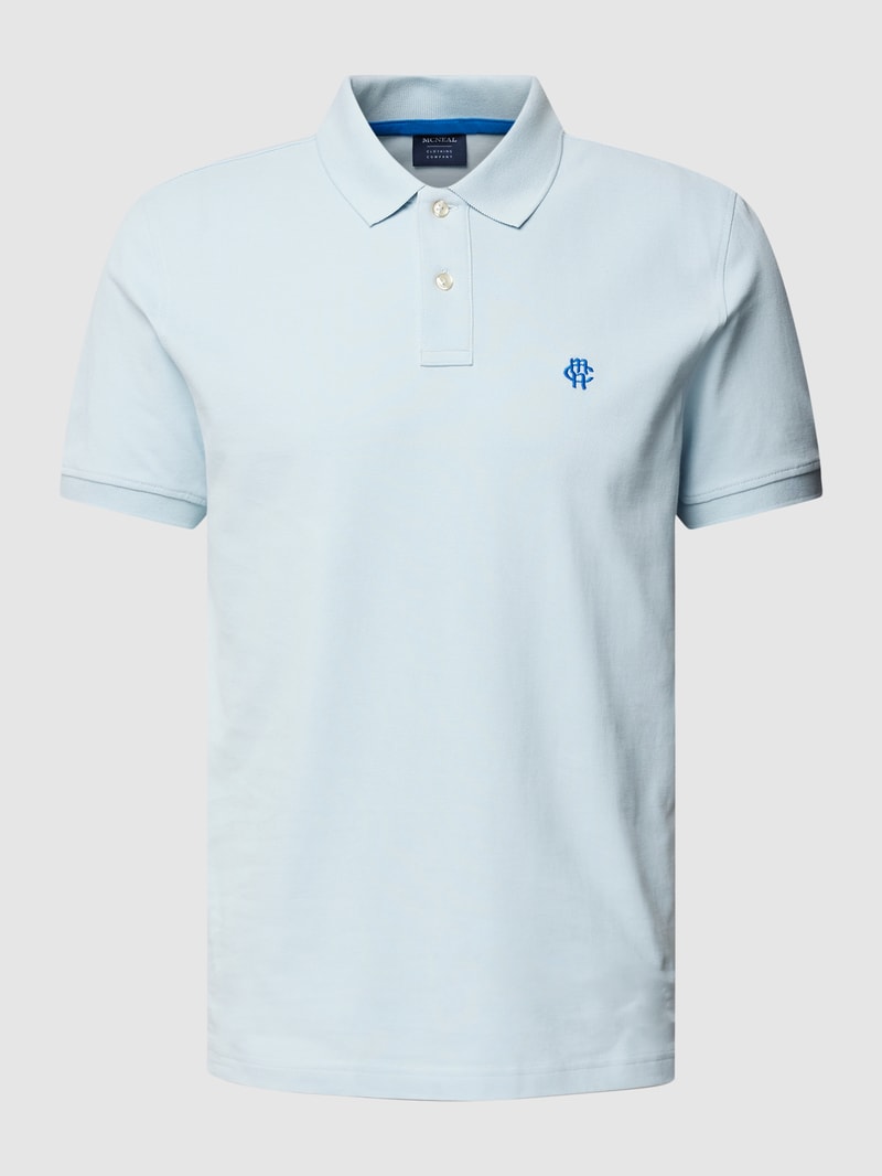 Poloshirt mit Logo-Stitching in hellblau