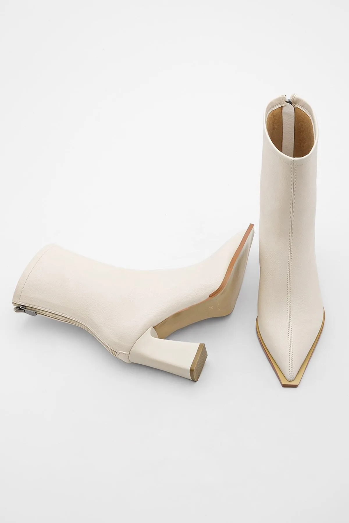 Marjin  Stiefelette - Ecru - Blockabsatz