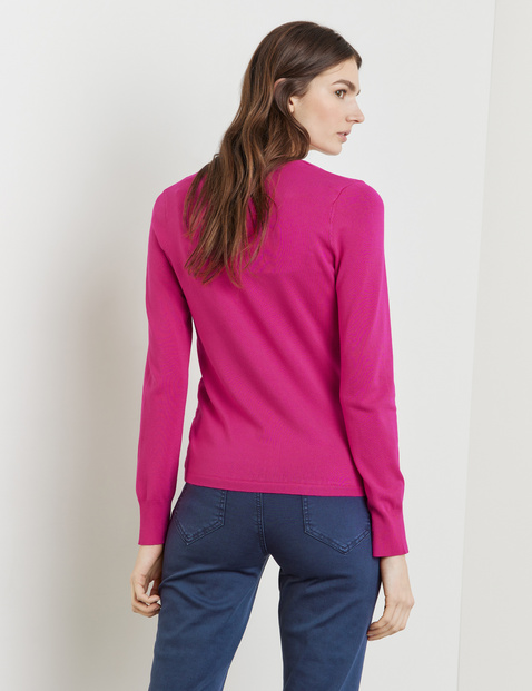 Basic Feinstrickjacke mit V-Ausschnitt