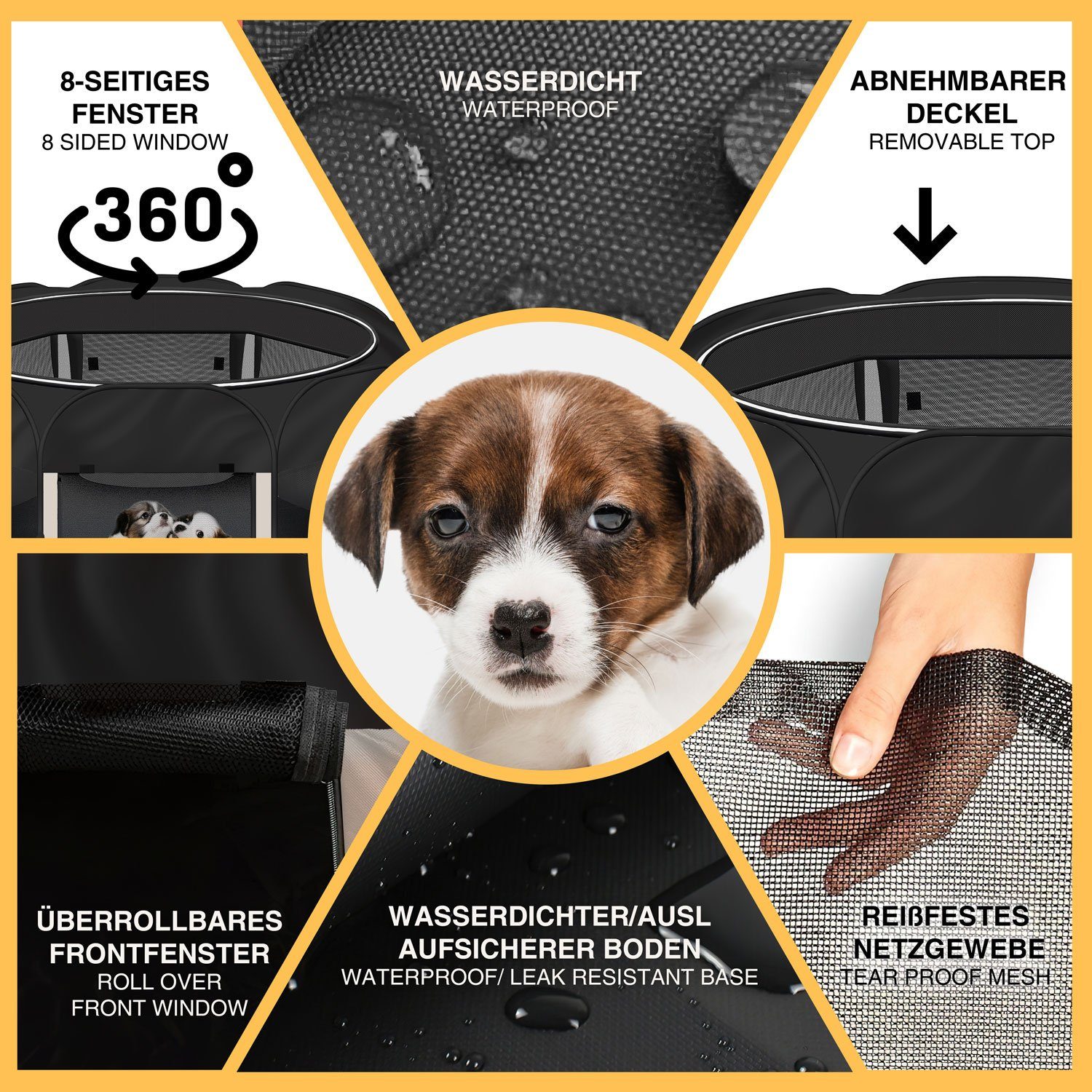 all Pets United Tierhaus Welpen-Laufstall XXL Tierlaufstall, Kleintier Welpenauslauf Freigehege