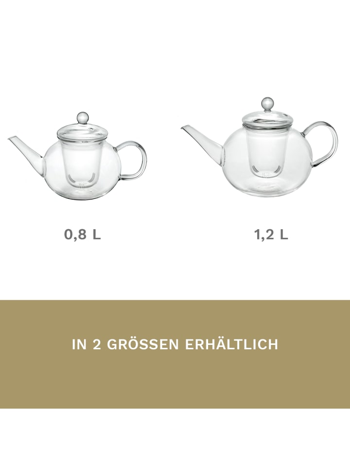 Creano Teekanne bauchig 1,2L mit Glasfilter günstig kaufen 1200ml