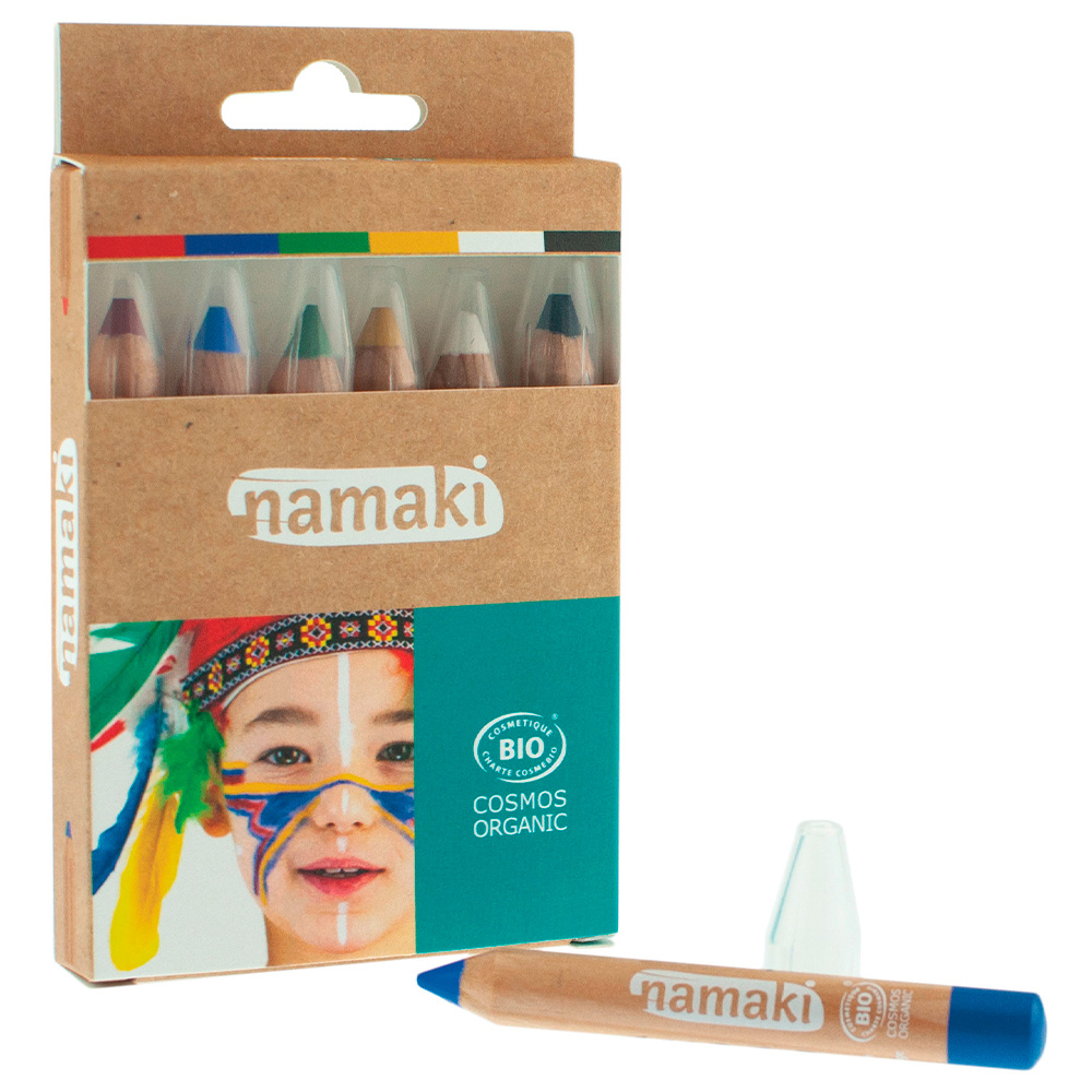 namaki Kit 6 crayons Arc-en-Ciel (blanc/noir/jaune/vert/bleu/rouge) Maquillage de déguisement