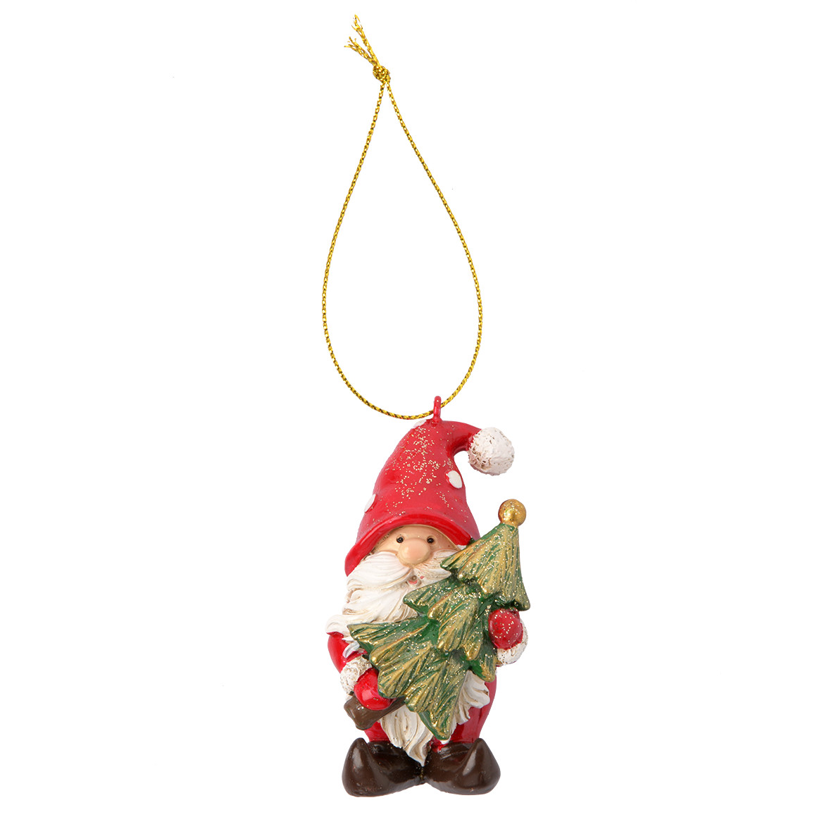 Dekofigur Weihnachtsmann mit Aufhängeschlaufe rot / weiss / grün