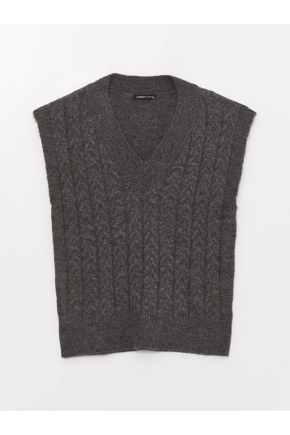LC Waikiki  Selbstgemusterter Oversize-Strickpullover für Damen mit V-Ausschnitt
