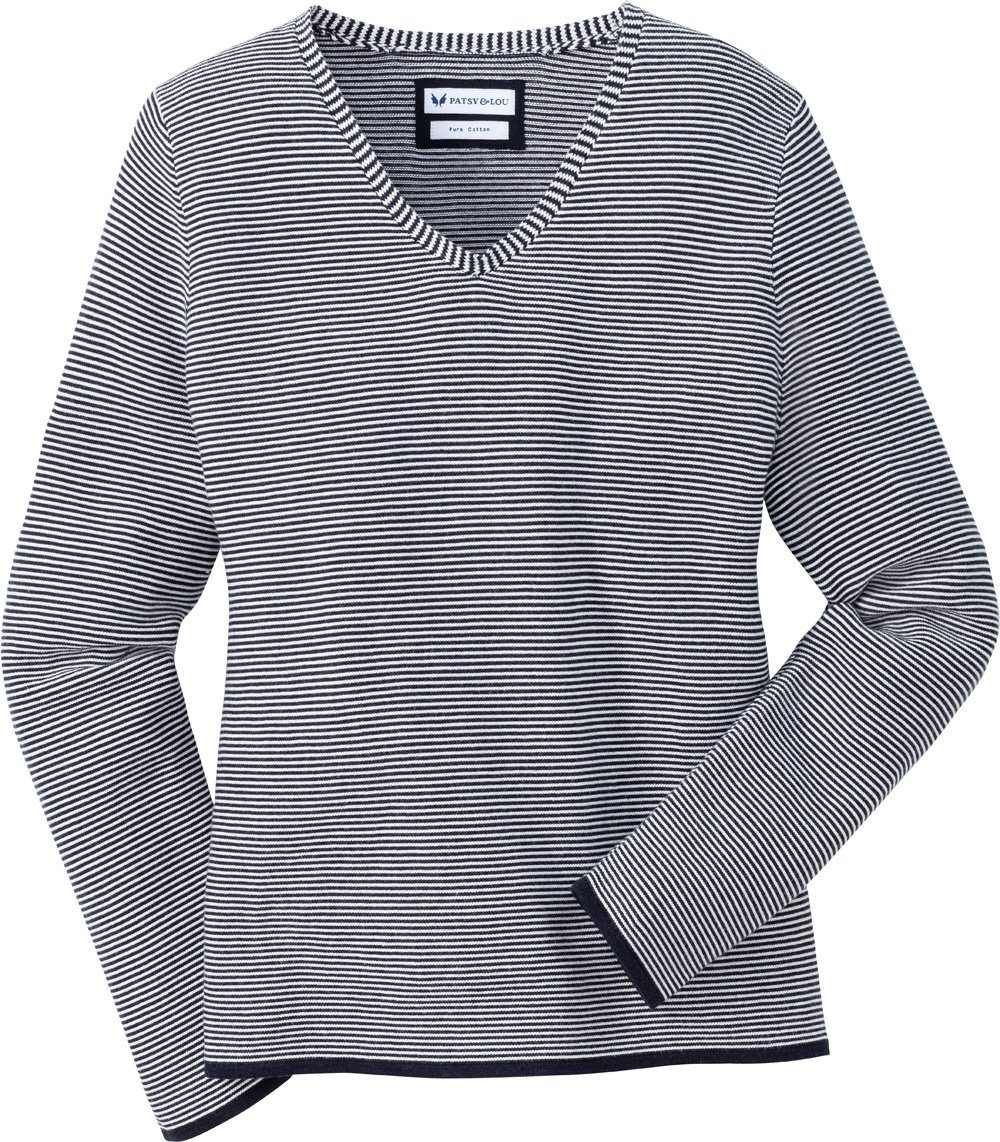 Patsy & Lou V-Ausschnitt-Pullover hochwertiges Strick-Gewebe aus reiner Baumwolle