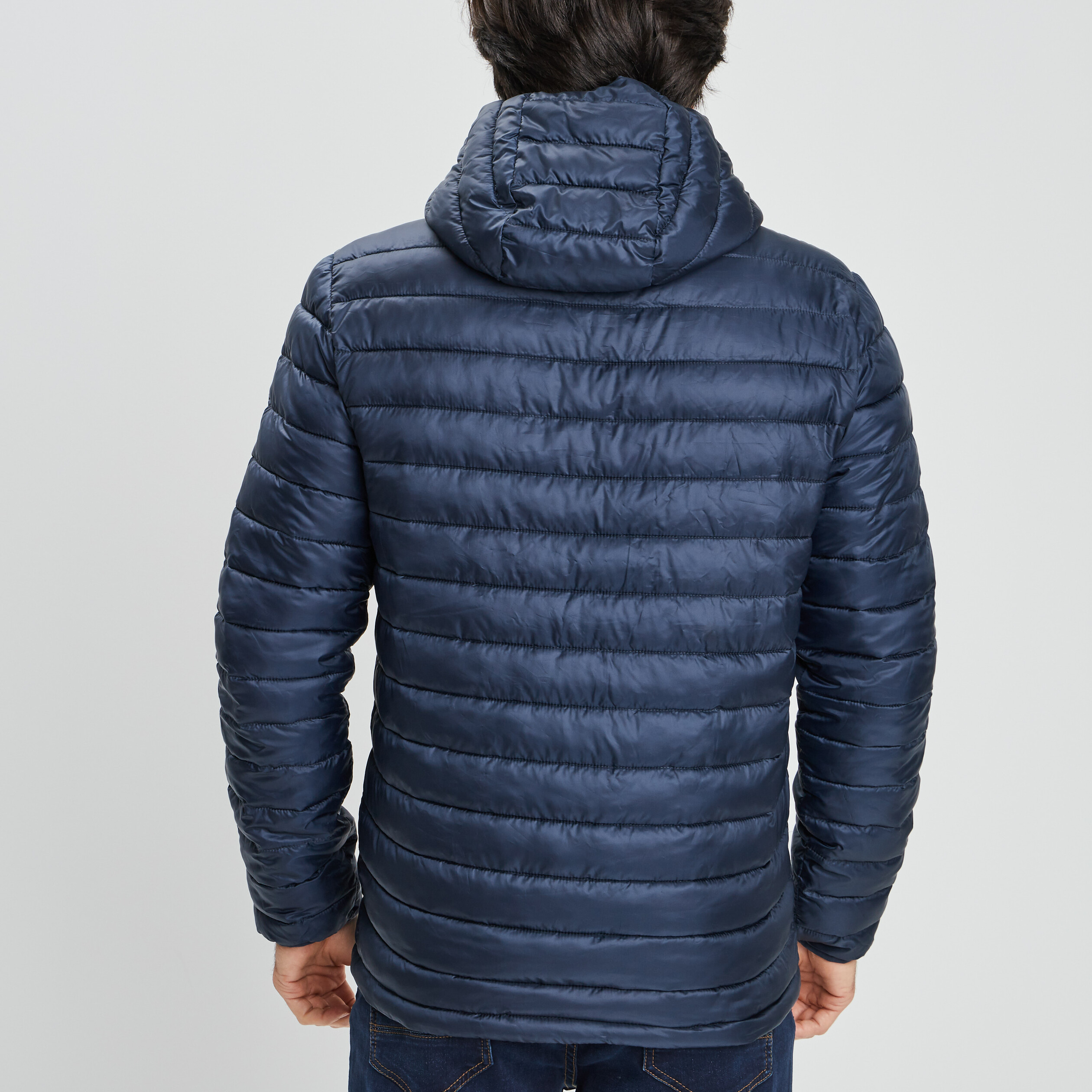 Doudoune légère droite à capuche bleu marine homme | La Halle