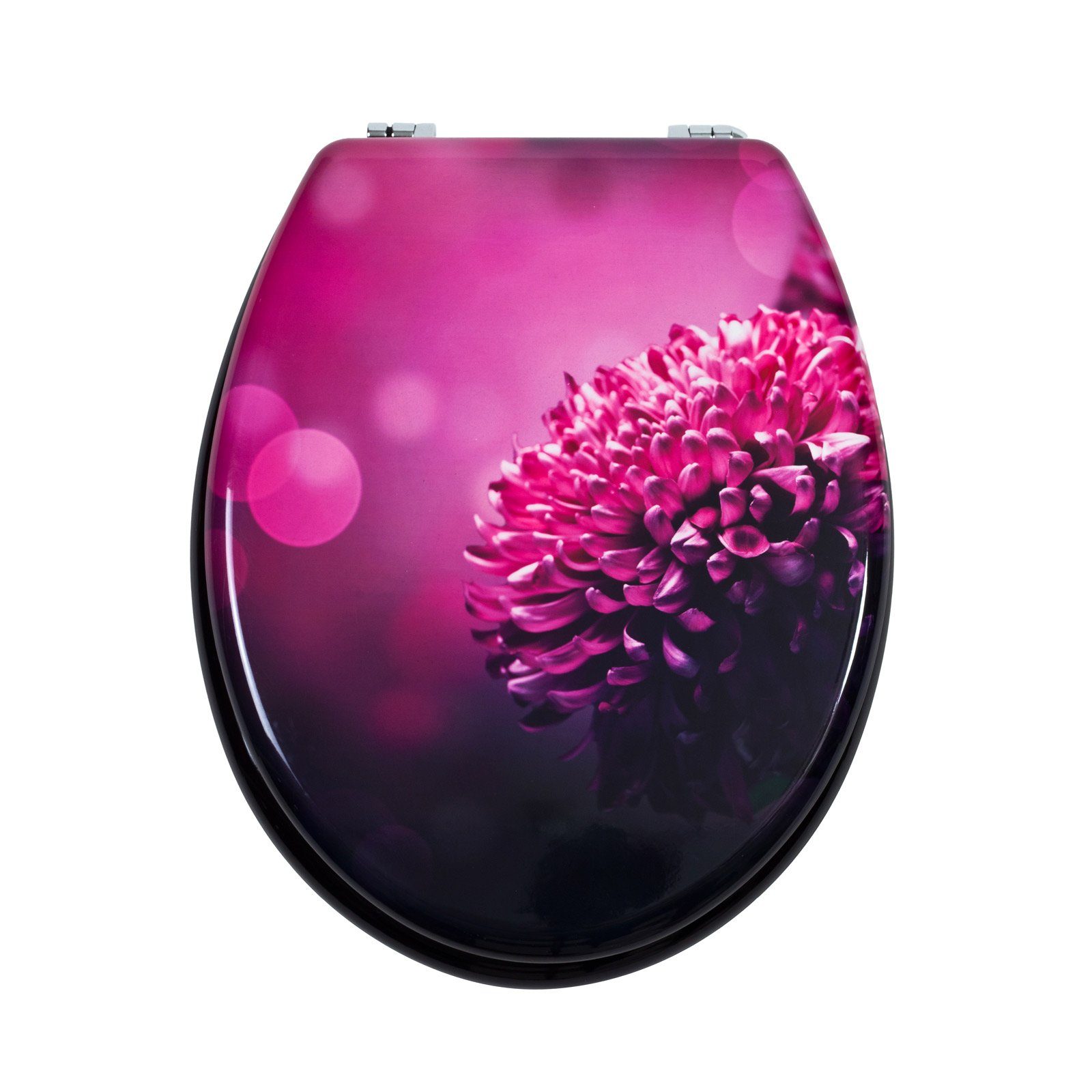 Grafner WC-Sitz WC Sitz mit Absenkautomatik Motiv Pink Dahlia Toilettendeckel, Absenkautomatik
