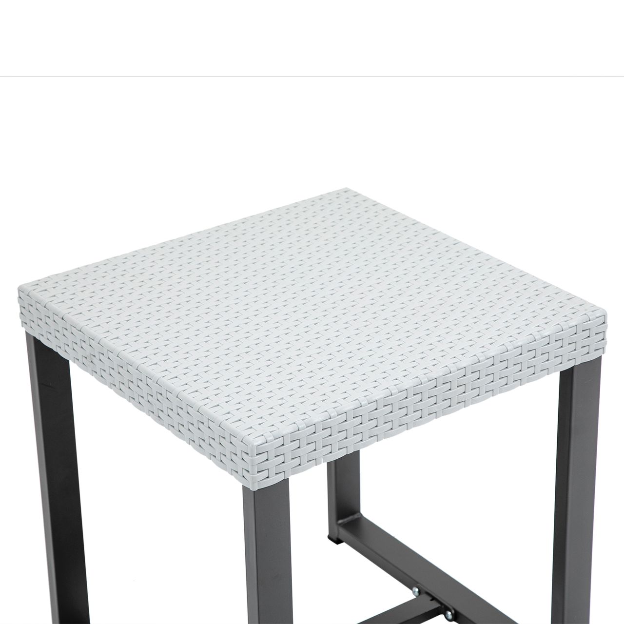 Outsunny Polyrattan Bistroset 3-tlg. Sitzgruppe Balkonmöbel Set Gartensitzgruppe mit Beistelltisch Gartenset Sitzgarnitur mit Sitzkissen Stahl Schwarz Grau