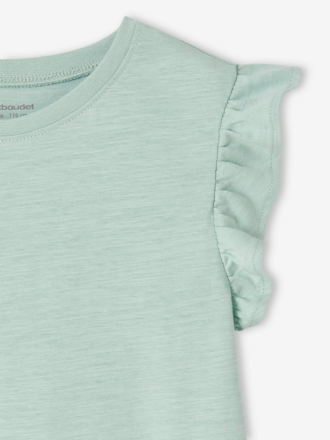 Vertbaudet Mädchen Kleid mit Volantärmeln Basic Oeko-Tex - rot