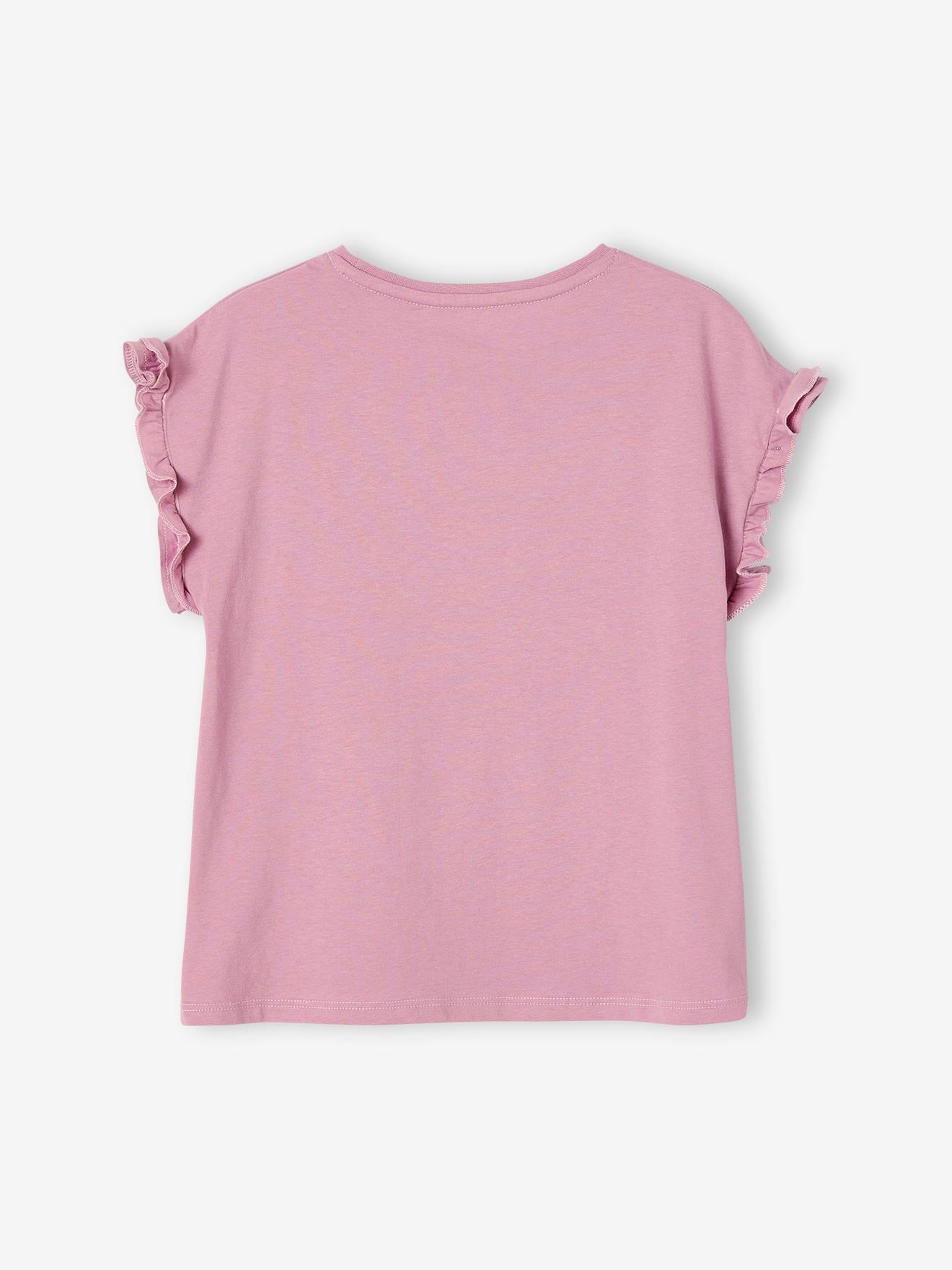 Vertbaudet Mädchen T-Shirt mit Volantärmeln - dunkelrosa