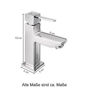 welltime Waschtischarmatur Trento eckiger Einhebelmischer, inklusive Pop Up Ventil, Mischbatterie