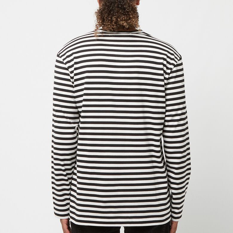 Comme des Garcons Play Play Red Heart Striped Long Sleeve T-Shirt black/white