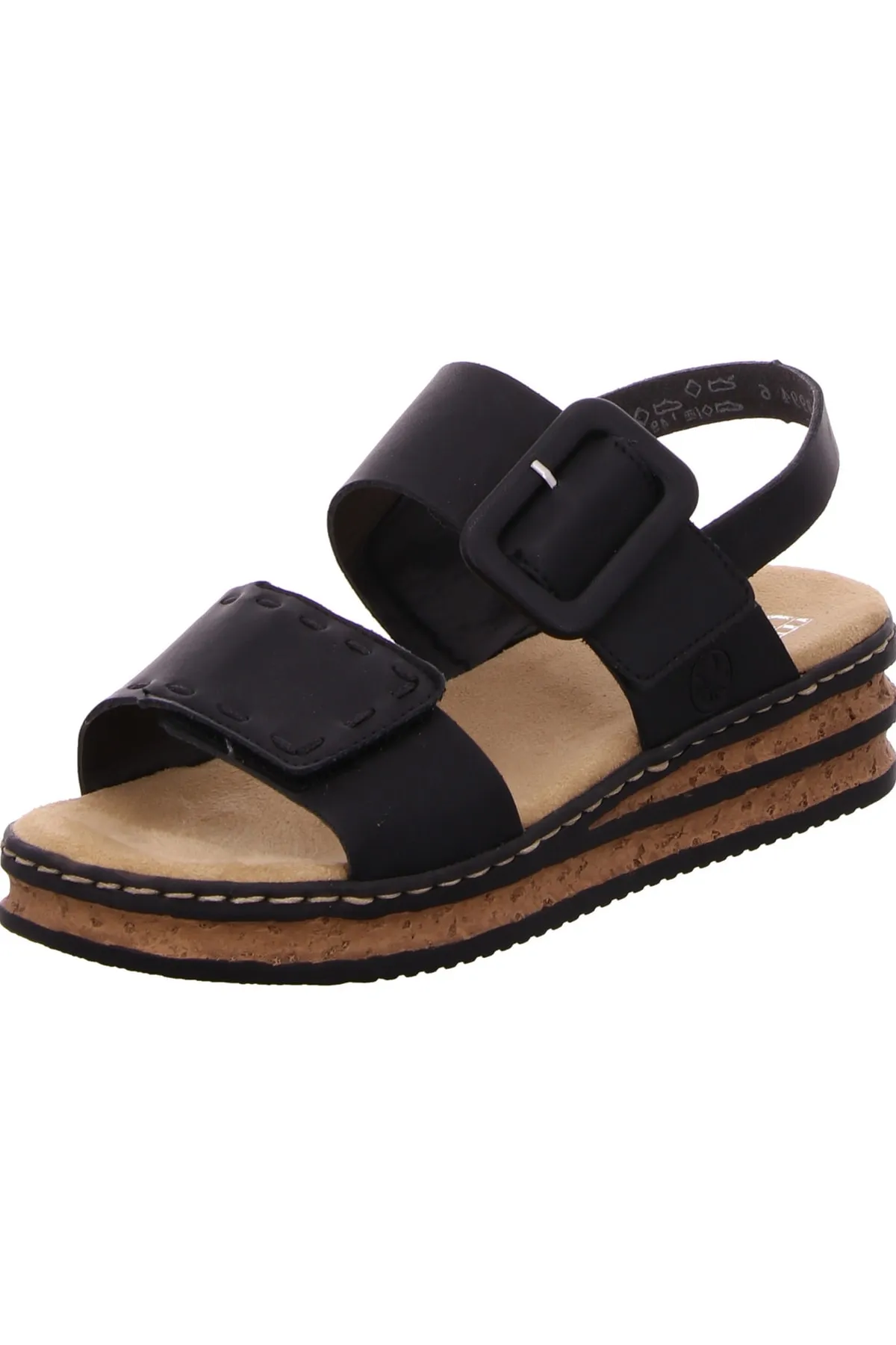 Rieker  Sandalette - Schwarz - Flacher Absatz