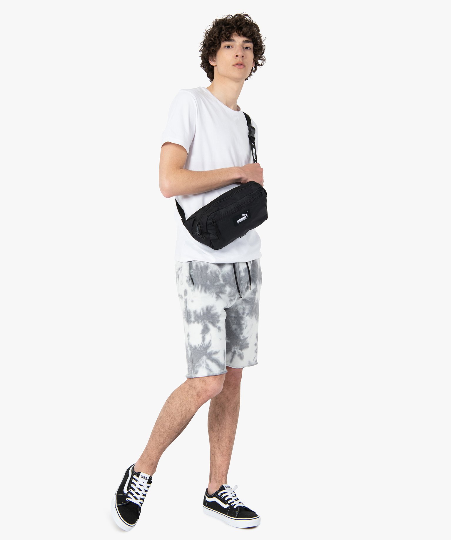 Bermuda homme en maille à motifs tie and dye gris | GEMO