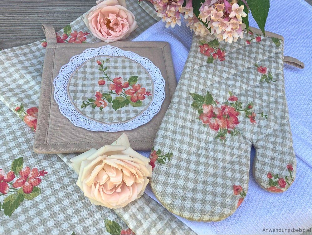 matches21 HOME & HOBBY Topflappen Topfhandschuh LUISA Rosen Karo bunt 17x33 cm Landhaus, (1-tlg)