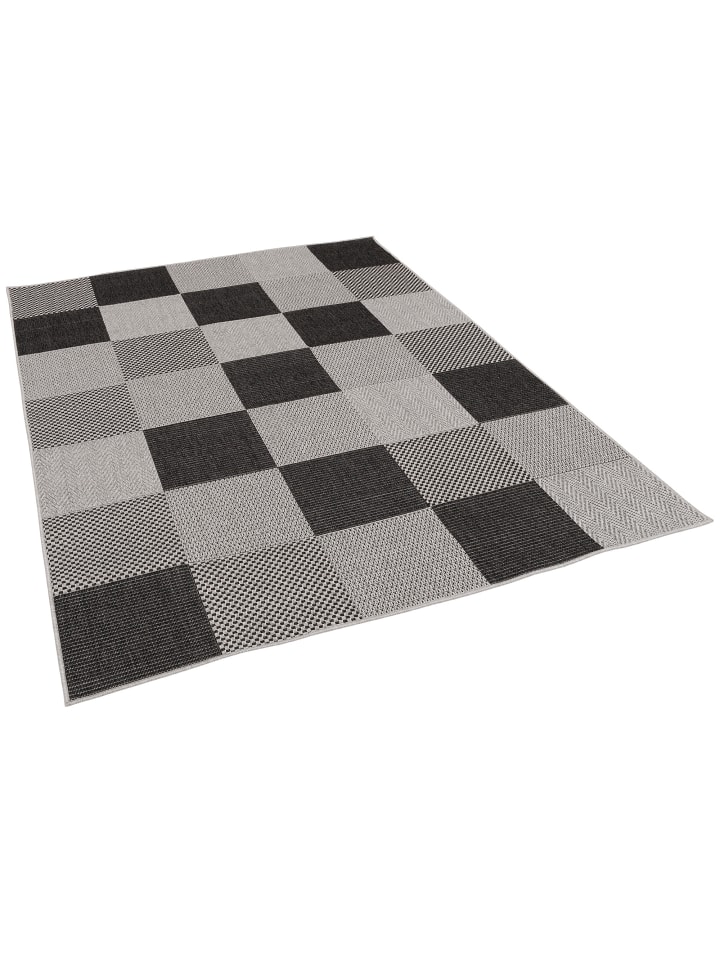 Pergamon In & Outdoor Teppich Flachgewebe Marbella Karo in Grijs günstig kaufen 160 x 230 cm