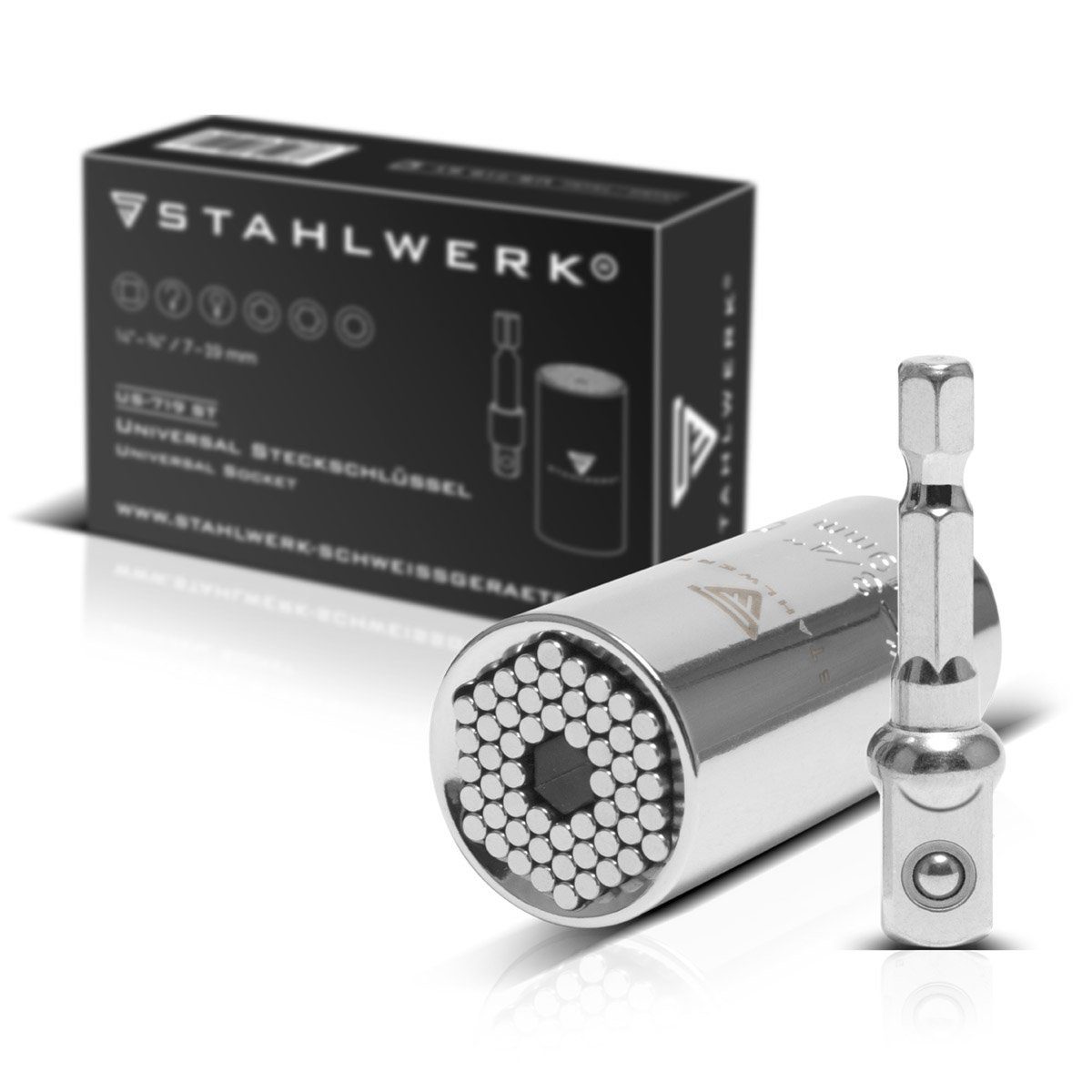 STAHLWERK Steckschlüssel Universeller 3/8 Zoll Steckschlüssel 7 bis 19 mm (Packung, 2 St)