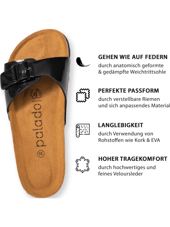 palado Pantoletten in Basic Lack Schwarz günstig kaufen