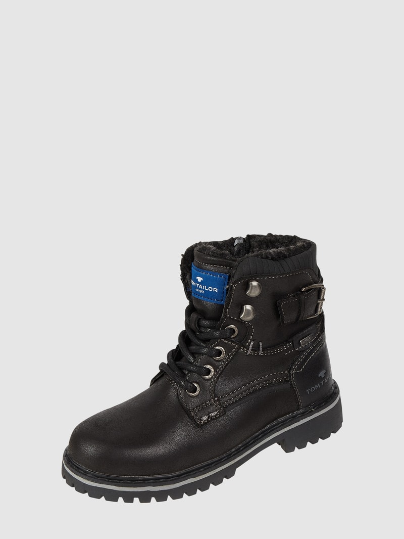Boots in Leder-Optik in schwarz