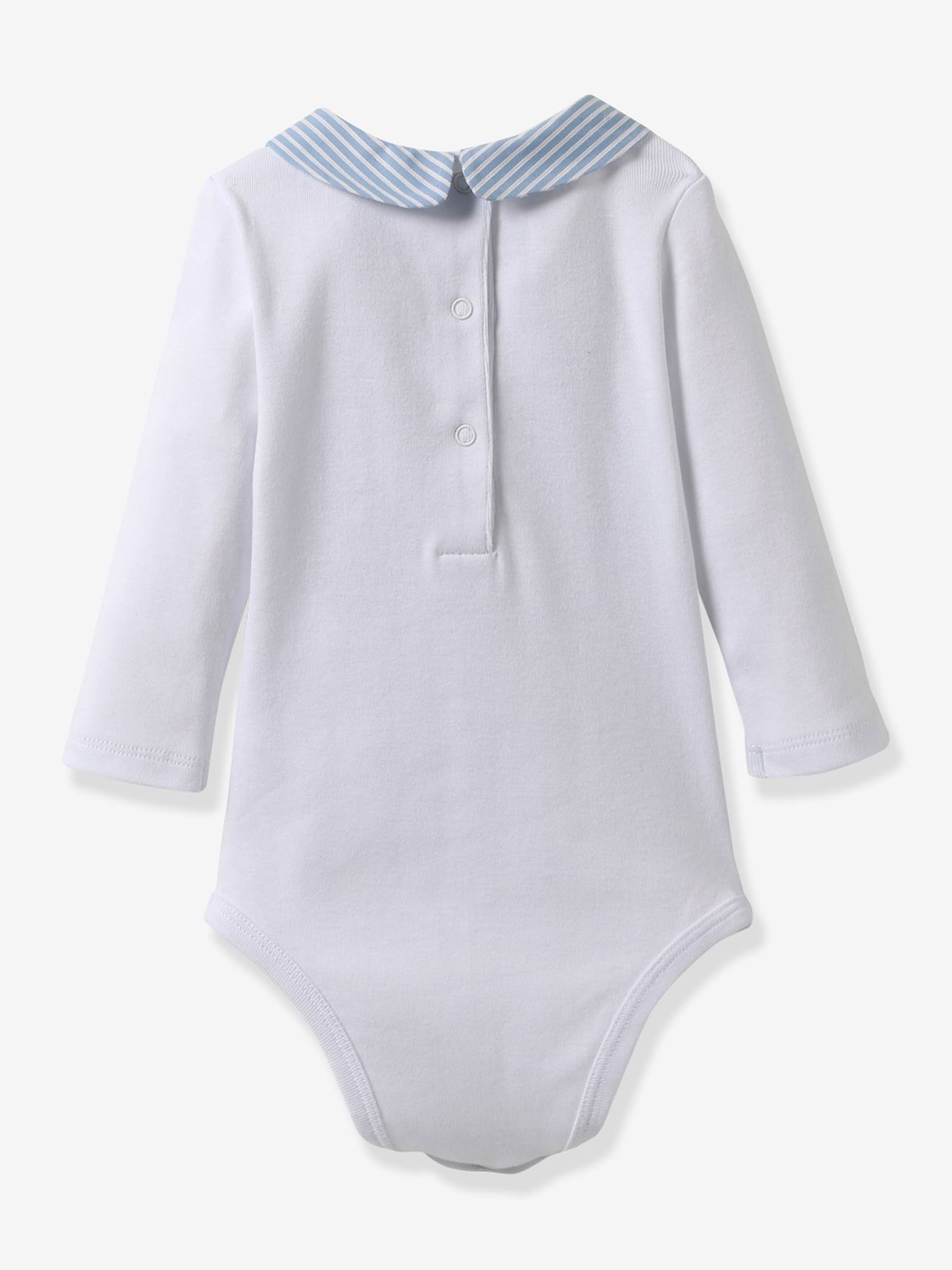 Cyrillus Baby Body mit Kragen CYRILLUS, Bio-Baumwolle - blau gestreift