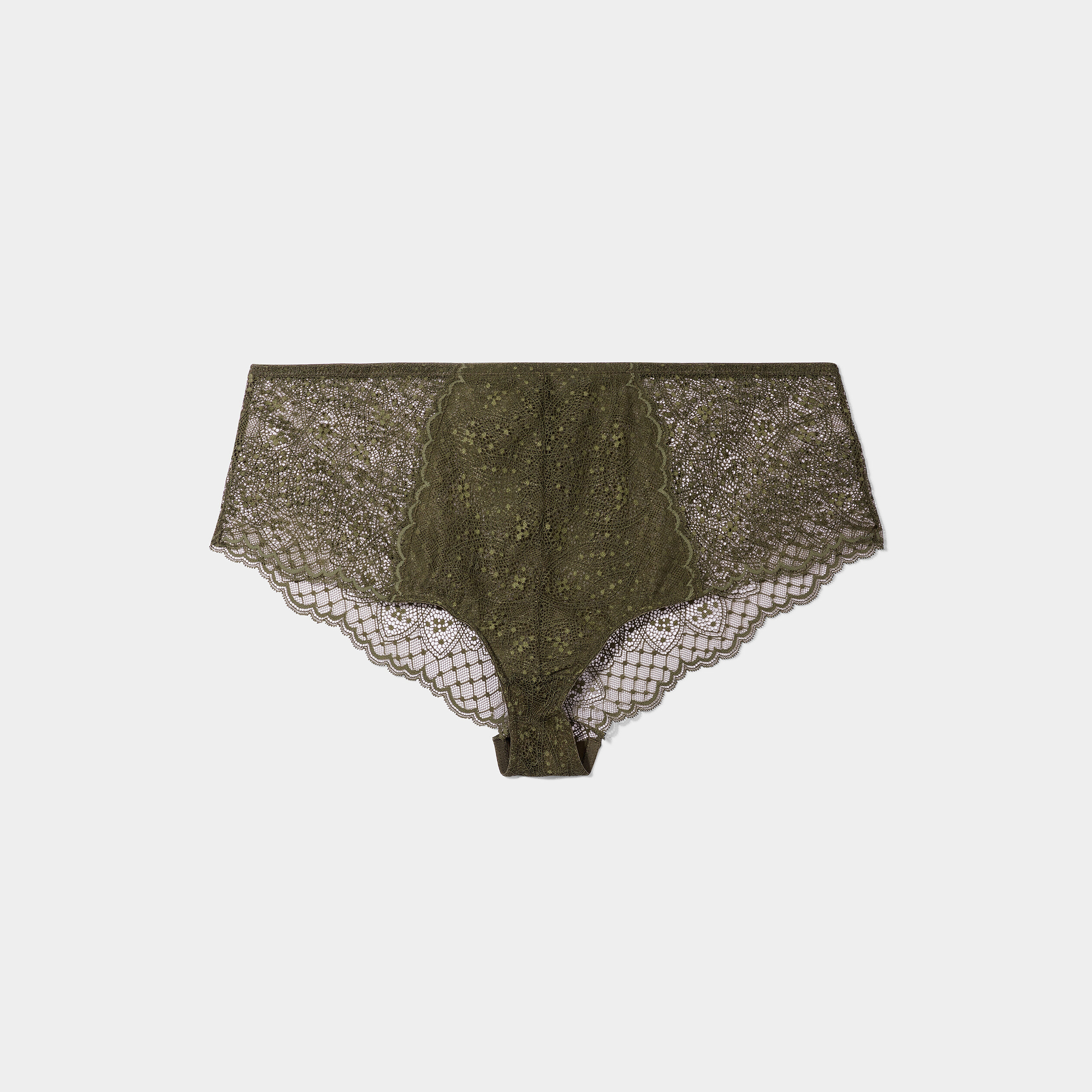 Shorty en dentelle Izzie vert kaki femme grande taille | La Halle